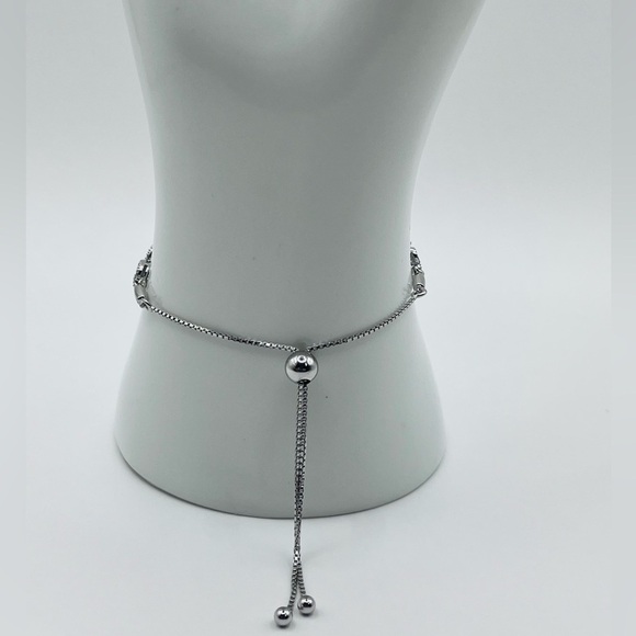 Heart Bolo Bracelet 925 Sterling Silver Accented Natural Diamond - Picture 4 of 5